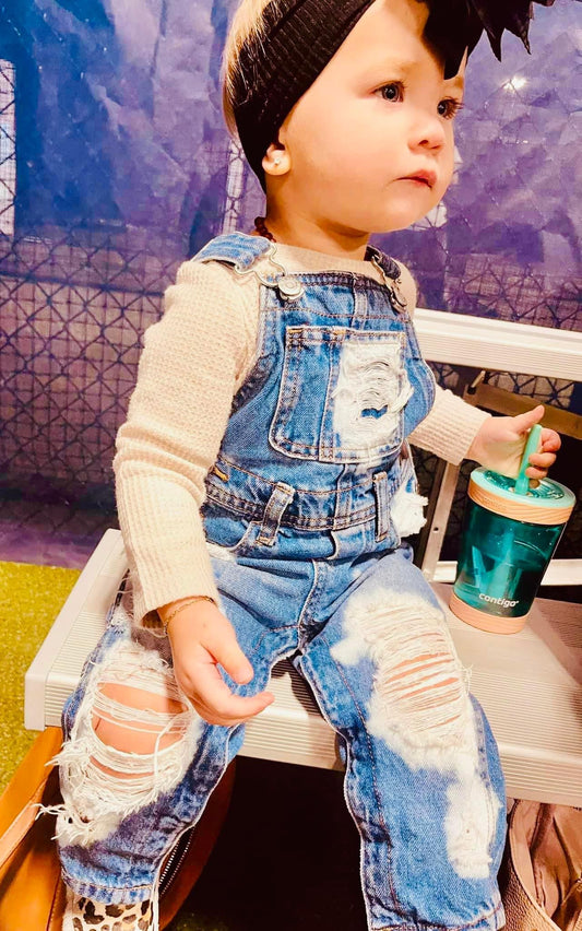 Baby Heavy Bleached Distressed Overalls