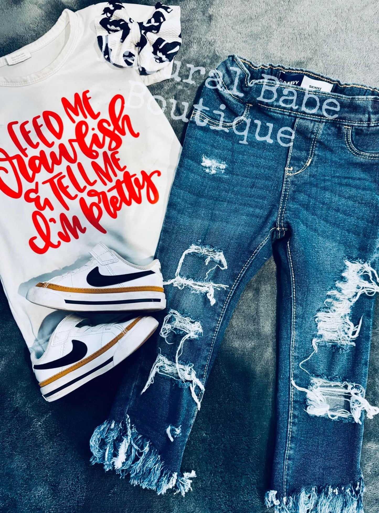 Heavy Distress/ Fringe skinny Jeans