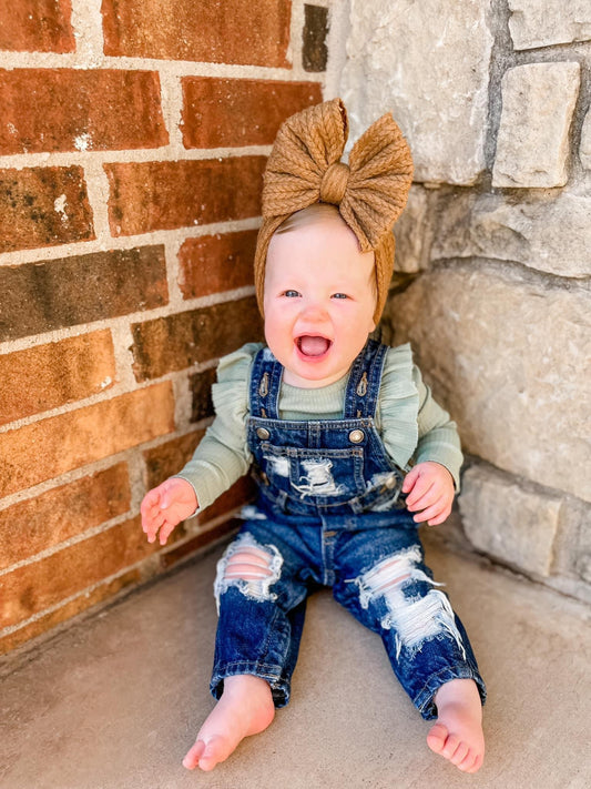 Baby Bleached Distressed Overalls