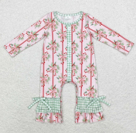 Girl Christmas Zip up Rompers (multi)