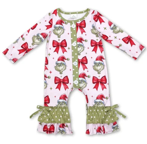 Girl Christmas Zip up Rompers (multi)